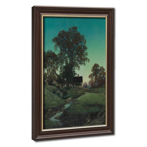 Impression sur toile Evening Maxfield Parrish : œuvre d'art texturée avec cadre en bois