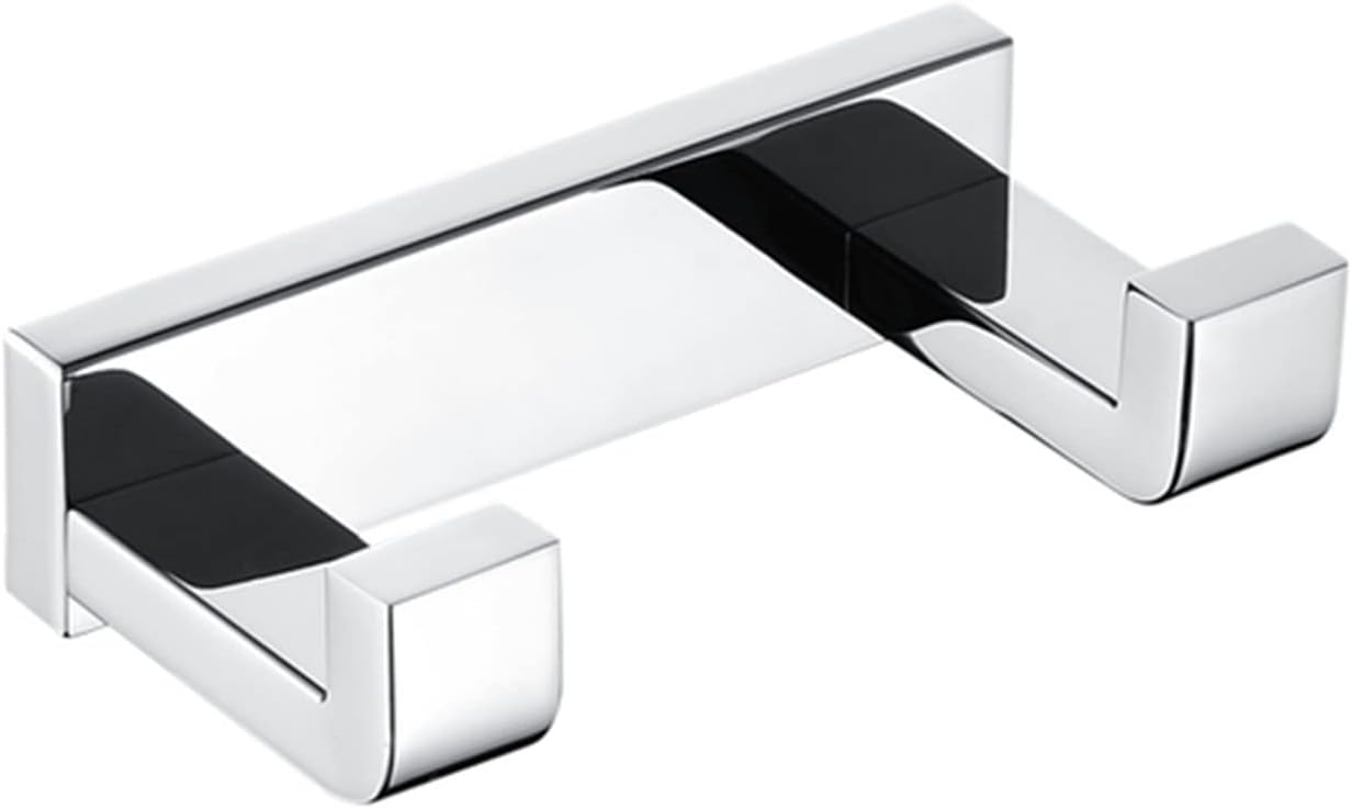 Double Robe Hook Stainless Steel Chrome Finish Wall Hanger for Kitchen, Bathroom, Office(4pcs)
