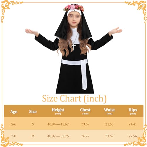 Maiteenly Halloween Nun Costume Set with Cross Necklace and Rose Wreath St Rose of Lima Halloween Nun Outfit for Girls(Medium) by Maiteenly - Used condition - US$26.72