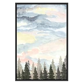 SIGNWIN Framed Canvas Wall Art Pine Tree Canvas...