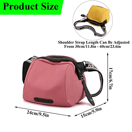Qiccijoo Crossbody Bags for Women, Fashion Shoulder Bags with Adjustable Shoulder Strap,Women Lightweight Resistant Purse with Zipper Pocket(Pink)