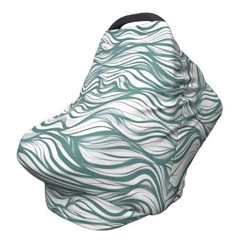 XZDHYZ Green wavy stripe Versatile full-print Stroller Chair Cover/Nursing Cover, specially designed for your baby, Black