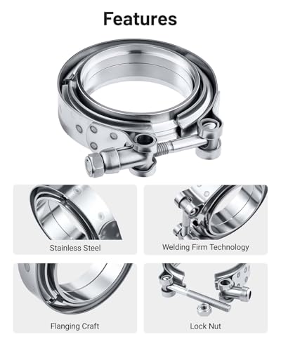 Image of EVIL ENERGY 2.75 Inch V Band Clamp with Flange Male Female Stainless Steel 2PC