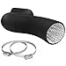 TerraBloom 10" Air Duct - 8 FT Long, Black Flexible Ducting with 2 Clamps, 4 Layer HVAC Ventilation Air Hose - Great for Grow Tents, Dryer Rooms, House Vent Register Lines