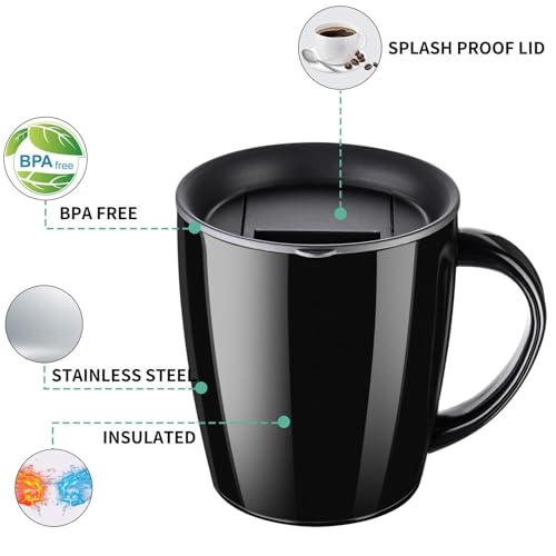 PARACITY Insulated Coffee Mug Stainless Steel Coffee Mug with Lid Handle Double Wall Vacuum Travel Mug Camping Tumbler Cup Men Women 12 oz - Image 4
