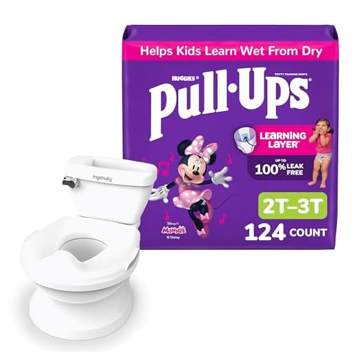 Pull-Ups Training Pants + Night-Time Training Pants for Girls Bundle: Pull-Ups Training Pants, Size 2T-3T (16-34 lbs), 124 Count (4 Packs of 31) & My Size Potty Pro