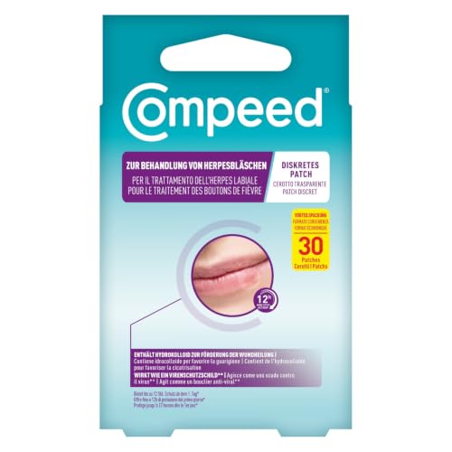Compeed Parches para herpes – con aplicador – para cicatrización acelerada de heridas – para herpes labial – paquete beneficioso – 30 parches