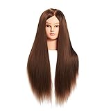 Hairginkgo 26-28 Cosmetology Mannequin Head Hair Styling Training Head Synthetic Fiber Manikin Head Doll Head with Clamp (91803W1020)