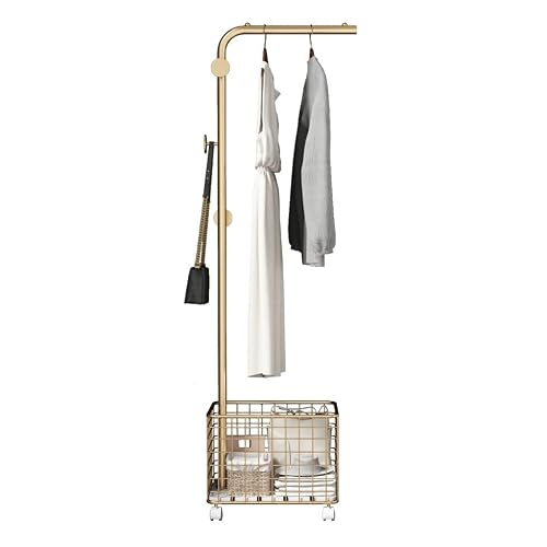 CGJseFH coat stand, Simple Coat Rack Floor Stand Hooks Shelf Bedroom Household Multi-functional Corner Holder Space Decor Clothes Hanger(Gold)
