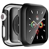 LϟK 2 Pack Funda Protector de Pantalla de Cristal Vidrio Templado Incorporado para Apple Watch 44mm Series 6 5 4 SE - Estuche Protector General para PC Duro Ultra-Thin Carcasa para iWatch 44mm