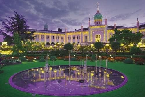Posterazzi Nimb Brasserie Tivoli Gardens Copenhagen Dinamarca Parque de atracciones y fuente (34 x 22)