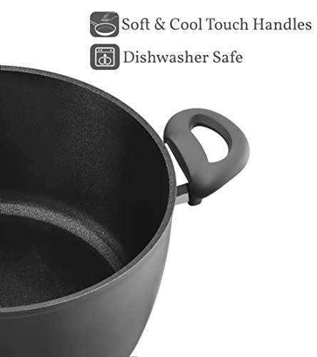Saflon Titanium Nonstick 8-Quart Stock Pot With Tempered Glass Lid, 4Mm Forged Aluminum With Pfoa Free Coating From England #TOP3