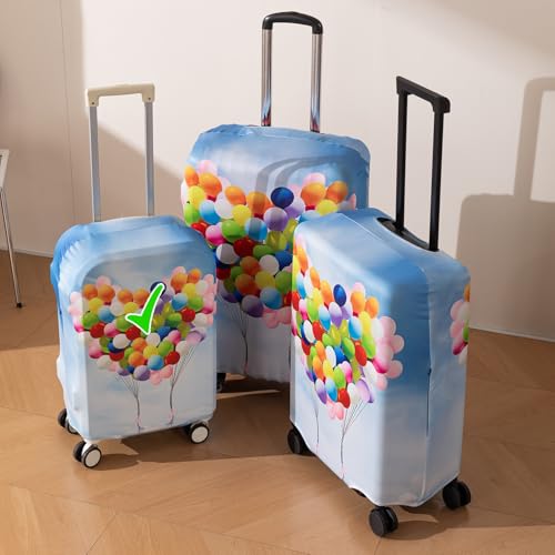Image of HOKIPO 220gsm Durable and Washable Suitcase Covers for Trolley Suitcase, Small (18-19inch) - Balloon Drift (AR-6343-D12)