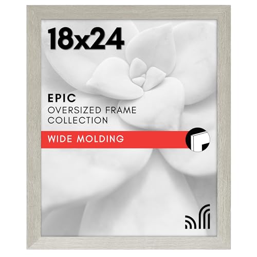 Americanflat 18x24 Poster Frame with Polished Plexiglass - Wide Picture Frames Made of Engineered Wood for Vertical or Horizontal Wall Display - Epic Collection - Grey