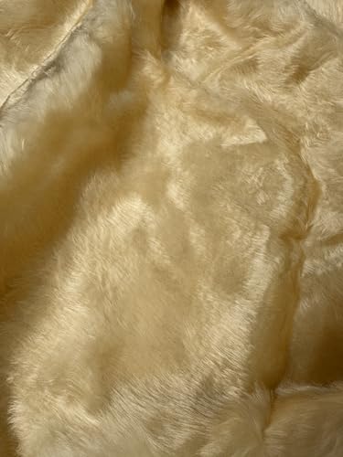 Tissu fausse fourrure caramel crème beige au mètre 150x100cm couture - 5