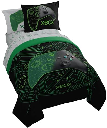 Jay Franco Kids Comforter Set Includes Sheets and Pillow Covers - Soft and Cozy Bed Set for Stylish Room Decor Official Licensed Product White - Xbox 5 Piece Twin