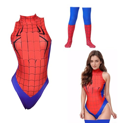 NSKRKOW Disfraz de Spidermans para mujer, traje de superhéroe, anime, cosplay, corte alto