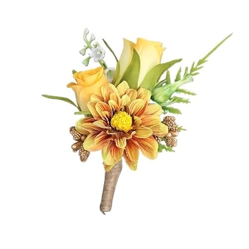 HUFFA Artificial Wedding Corsages for Groom and Bride - Elegant Floral Accessories for Special Occasions(Color2)