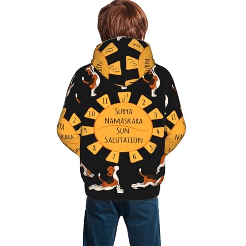 Beagle ​​Doing Yoga Kid Hoodies Boys Sweatshirts Girls Pullover with Pocket4