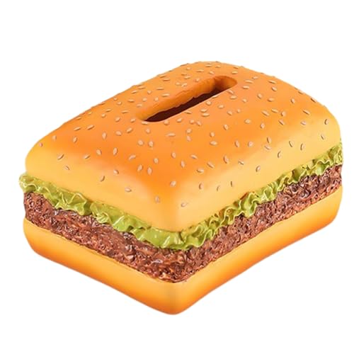 Hamburger Tissue Holder, Novelty Paper Dispenser, Resin Decor Box, Realistic Burgerr Design, Double Shape Compatibility, Kitchen Counter, Living Room, Workplace Desk, Resin Material