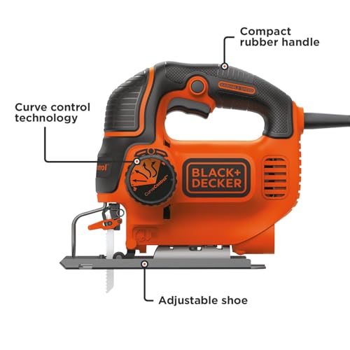 BLACK+DECKER Jig Saw, 5-Amp, 3,000 Blade Speed, 45 Degree Beveled Cuts, ¾-Inch Orbital Blade, 4 Curve Settings, Corded (BDEJS600C) thumbnail 2