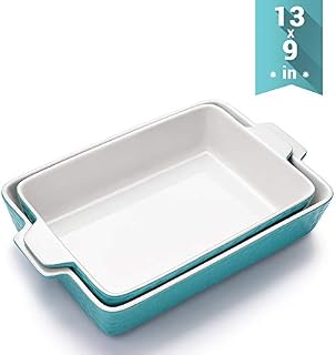 Ceramic Baking Dishes, Krokori Rectangular Bakeware Set Baking Pan Lasagna Pans for Cooking