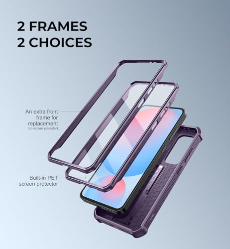 Image of Dexnor for Samsung Galaxy S24 FE Case with Built-in Slide Camera Cover & Screen Protector & Kickstand,Heavy-Duty Rugged Case Full-Body for Every Adventure for Galaxy S24 FE(2024),Phantom Purple