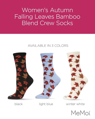 MeMoi Women's Autumn Falling Leaves Rayan Blend Crew Socks2