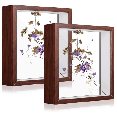 Set di 2 cornici 3D fai da te da riempire, 22 x 22 x 4 cm, cornici per oggetti da riempire, forma quadrata, cornice 3D per foto, opere d'arte, fiori, bouquet di nozze