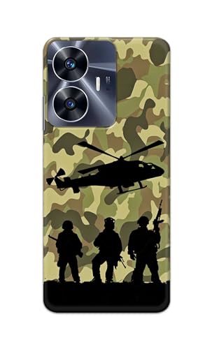 Image of Printed Hard Back Cover Case for Realme C55 Back Cover (Army) -1111
