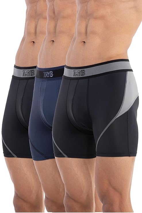 Image of TRYB Sports Underwear for Men | Stretchable Active-H Trunk Semi Compression Shorts | Trunks for Running & Gym Workout | Quick Dry, Breathable & Anti Chafing | Sports Innerwear Boxers