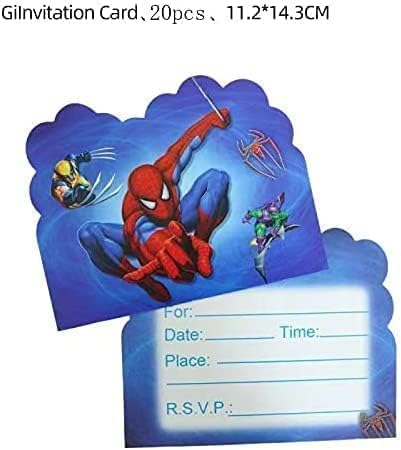 Miniatura 2 de SUTRADHAR 20 invitaciones de cumpleaños de Spiderman, invitaciones de fiesta de Spiderman, suministros de decoración para fiesta de cumpleaños