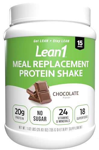 Lean1 meal replacement protein powder, chocolate flavor, 15 serving tub