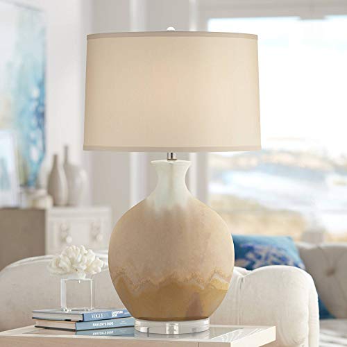 Marci Modern Table Lamp 32  Tall Ceramic Porcelain Ivory Drip Glaze Off White Oval Shade Decor for Living Room Bedroom House Bedside Nightstand Home Entryway (Colors May Vary) - Possini Euro Design