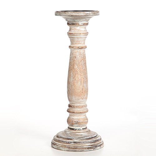Hosley's 12 Inch High Wood Pillar Distress Finish Candleholder. Ideal Gift For Wedding, Party, Home, Spa, Reiki, Aromatherapy, Votive Candle Gardens O3 #TOP1