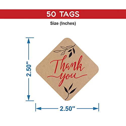 Image of Clickedin - 50 Pieces Thank You Craft Tags for Packaging