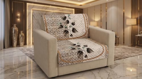 Image of KINGLY Quilted Velvet Sofa Cover Beige 3+1+1 5 Seater Anti Skid Pipe
