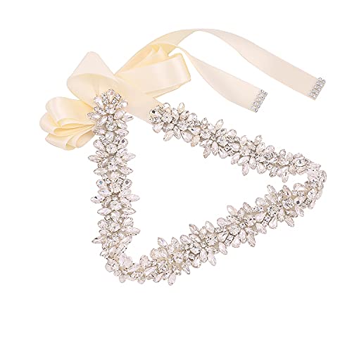 Women's Rhinestone Wedding Sash Bridal Belt with Crystal Beads Pearls Belts for Bride Gowns