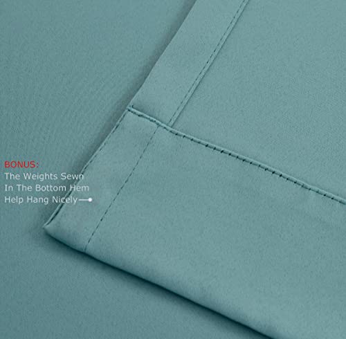 Miuco Room Darkening Grommet Blackout Curtains For Bedroom 52 X 63 Inch Teal 2 Panels #TOP4