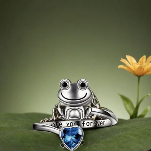 SUPAC Cute Smiling Frog Ring - Adjustable Open Ring Animal Decor, 'I love you forever'. Multiple Colors Available, Christmas or Birthday Gift3