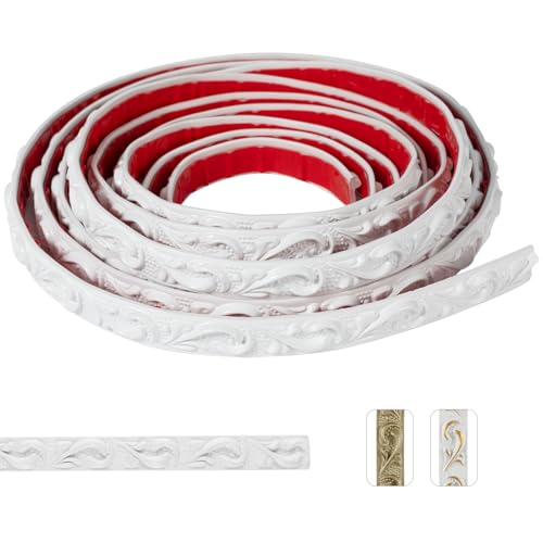 0.8" x16.4FT White Peel and Stick Crown Molding Trim - Flexible PVC Molding for Mirror Frames, Wall Decor & Furniture Accents