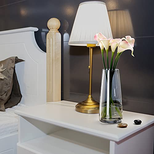 Vaas van glas, hoge helder glas, conische vazen, bloemenvaas decoratief met massieve ijsbodem, in stijl vaas voor thuiskantoor, 10 x 6,5 x 22 cm (Crystal Grey) - Afbeelding 5