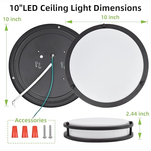 image for hykolity 10 inch Flush Mount LED Ceiling Light Fixture, 17W 1100lm, 27