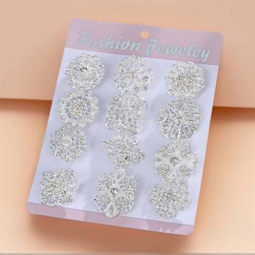 Image of 26 Pieces Wedding Bouquet Bulk Brooches for Women Fashion, Large Rhinestone Flower Brooch Pins for Crafts