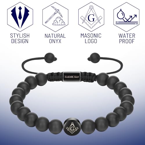 MasonicMan Mens Masonic Bracelet Freemasonry Gift Mason Logo4