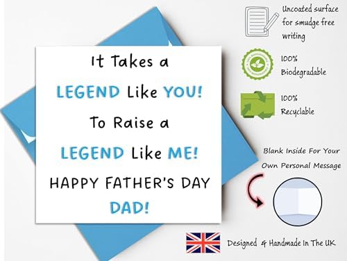 Printperfect FATHERS DAY CARD, Happy Father's Day Legend card, funny dad cards from son or daughter (BLUE Envelope) - View 4