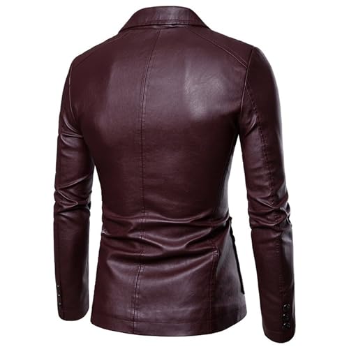 JEKE-DG Men's Blazer Collar Button Down Coat Faux Leather Casual Coat Jacket Business Classic Spring Fall Coats2