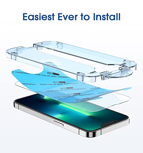 Image of amFilm OneTouch for iPhone 13 Pro Max 6.7'' Screen Protector Tempered Glass | Auto-Alignment 30s Install with Camera Lens Protector, Bubble Free, Scratch & Drop Protection, HD Clear[2+2 Pack] (13PM-6.7')