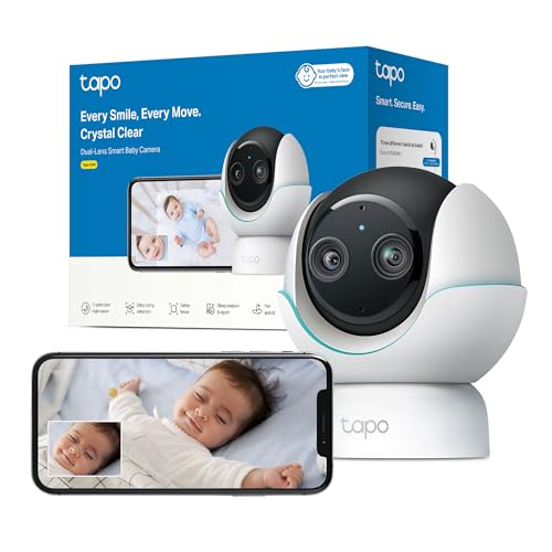 Tapo C840 4MP+2MP Telecamera WiFi Interno a Doppia Lente, Baby Monitor con Visione Notturna, Allarme Urlo, Volto Coperto, Report Sonno, Ninne Nanne e Rumore Bianco, Luce Notturna, MicroSD fino a 512GB