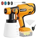 RAYLEEY Cordless Paint Sprayer Compatible with DEWALT 18V Battery, 600W Electric HVLP Spray Gun, 1000ml Container, 3 Copper Nozzles, for Fences, Walls, Ceiling, Cabinets, Tool Only (Style A)
